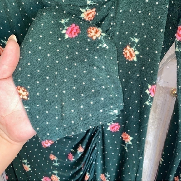 NWT Free People Cecilia Floral Square Neck Emerald Jewel Combo Mini Dress - Picture 8 of 9